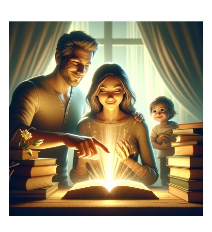 Father sharing the magic of books with his kids